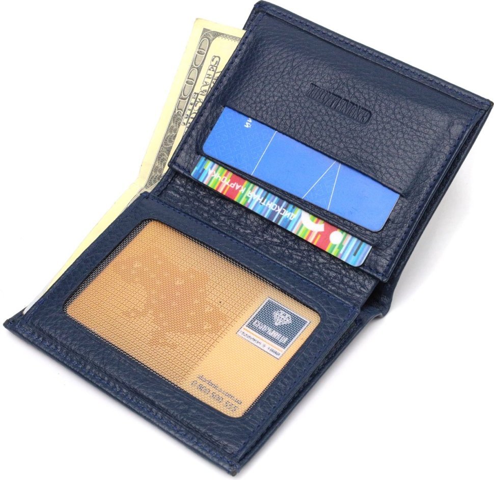 Мужской компактный кошелек вертикального типа из натуральной кожи в синем цвете CANPELLINI (2421872)