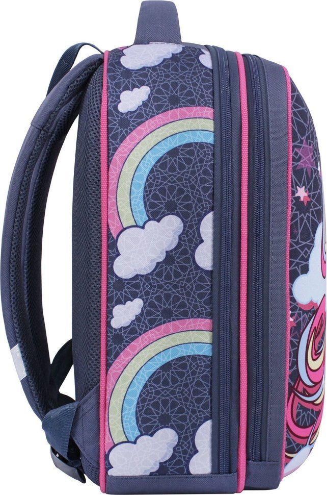 Серый школьный рюкзак для девочек из текстиля с принтом единорога Bagland (53836)