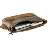 Светло-серый текстильный портфель в ретро стиле Vintage (20117) - 3