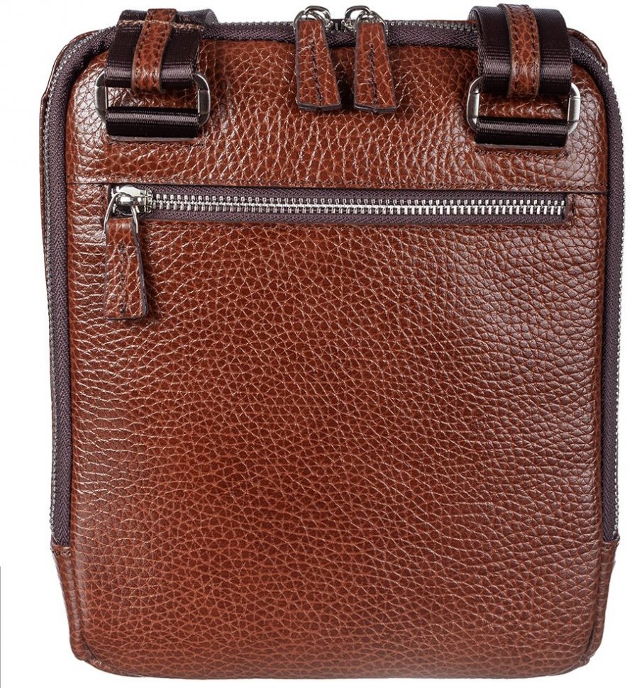 Мужская сумка-планшет рыжего цвета из натуральной кожи DESISAN (19201)