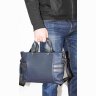 Горизонтальная мужская сумка из кожи Флотар синего цвета VATTO (11678) - 2