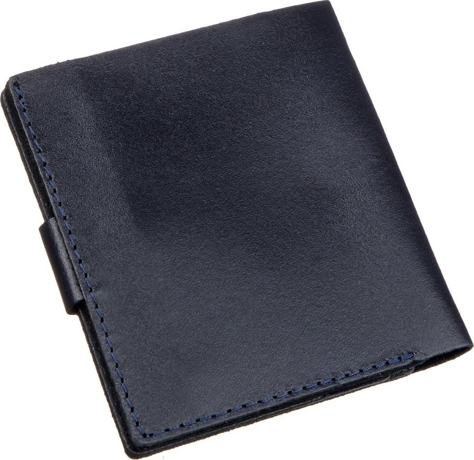 Недорогое мужское портмоне темно-синего цвета из гладкой кожи без монетницы SHVIGEL (2416220)
