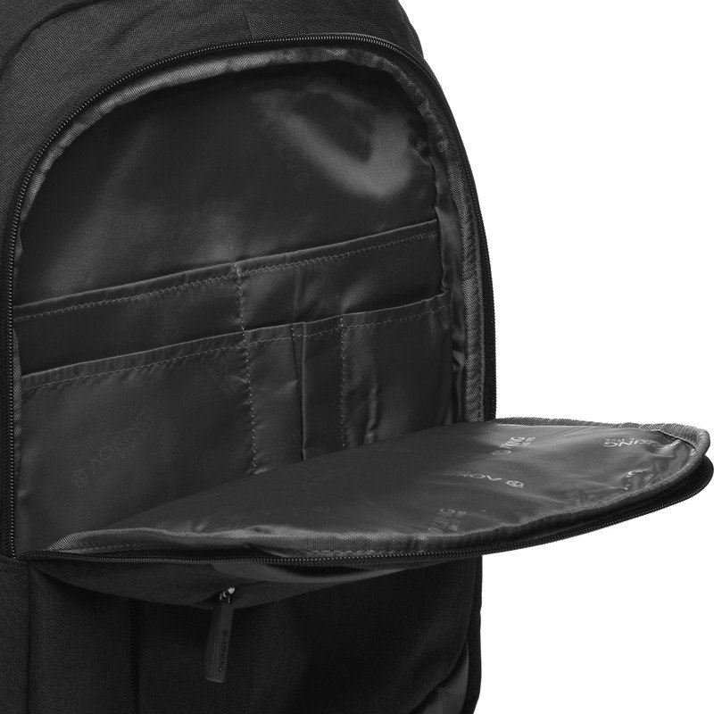 Удобный мужской рюкзак из черного полиэстера под ноутбук Aoking (21450)