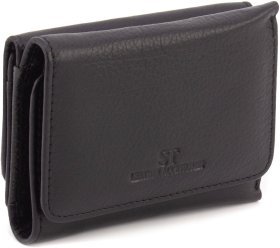 Черный женский кошелек маленького размера из натуральной кожи с монетницей ST Leather 1767236