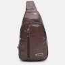 Чоловіча коричнева сумка-рюкзак зі шкірозамінника на дві блискавки Monsen (22109) - 2