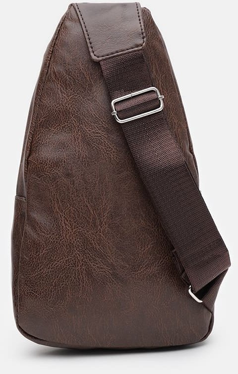 Мужская коричневая сумка-рюкзак из кожзама на две молнии Monsen (22109)