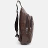 Чоловіча коричнева сумка-рюкзак зі шкірозамінника на дві блискавки Monsen (22109) - 4