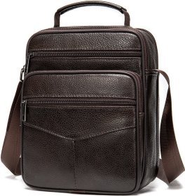 Кожаная сумка-барсетка из кожи флотар коричневого цвета Vintage (14991) 