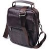 Коричневая мужская сумка-барсетка среднего размера из натуральной кожи Vintage 2421304 - 1