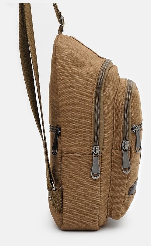 Коричневая мужская сумка-слинг из плотного текстиля Monsen 71537