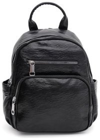 Жіночий рюкзачок середнього розміру з екошкіри чорного кольору Monsen 71837