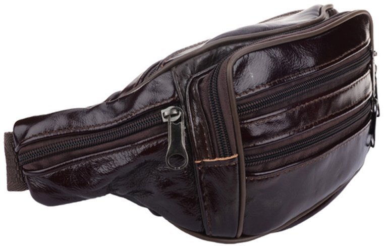 Темно-коричневая мужская сумка на пояс из натуральной кожи Borsa Leather (15631)