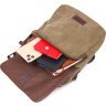 Тканевая мужская сумка оливкового цвета с ручкой Vintage (2421227) - 6