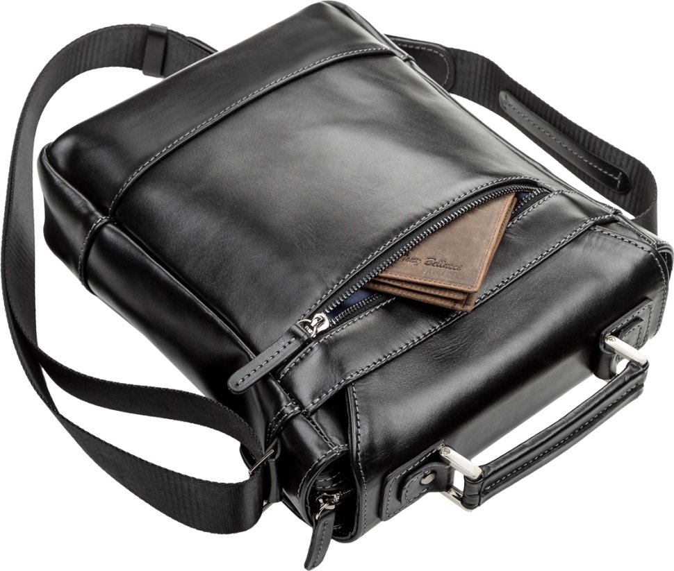 Классическая мужская сумка-барсетка вертикального типа из натуральной кожи SHVIGEL (11118)