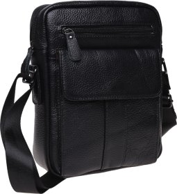Мужская кожаная сумка-планшет черного окраса на молниевой застежке Borsa Leather (21327)