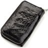 Мужской кошелек- клатч из черной кожи крокодила на застежке CROCODILE LEATHER (024-18174) - 2