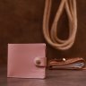 Горизонтальный женский кошелек из натуральной розовой кожи с застежкой на кнопку Shvigel (2416467) - 6