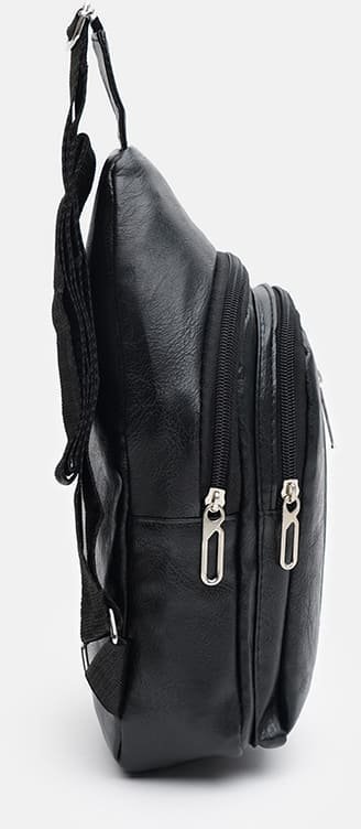 Черная мужская сумка из кожзаменителя с лямкой через плечо Monsen (22108)