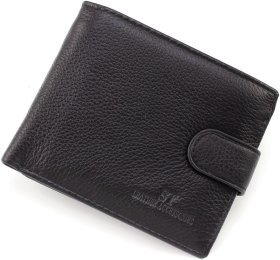 Мужское портмоне из фактурной натуральной кожи черного цвета на кнопке ST Leather 1767437