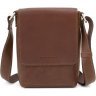 Кожаная мужская коричневая сумка через плечо высокого качества Grande Pelle (10423) - 3