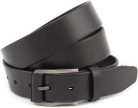Кожаный брючный ремень черного цвета с сатиновой пряжкой Sergio Torri 35018