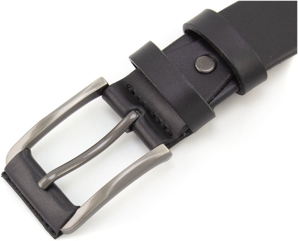 Кожаный брючный ремень черного цвета с сатиновой пряжкой Sergio Torri 35018