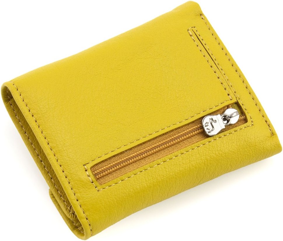 Маленький женский кошелек желтого цвета из натуральной кожи Marco Coverna 68637