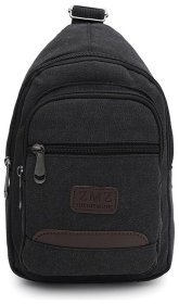 Черная мужская сумка-слинг через плечо из плотного текстиля Monsen 71538