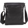 Кожаная мужская наплечная сумка черного цвета Leather Collection (10080) - 4