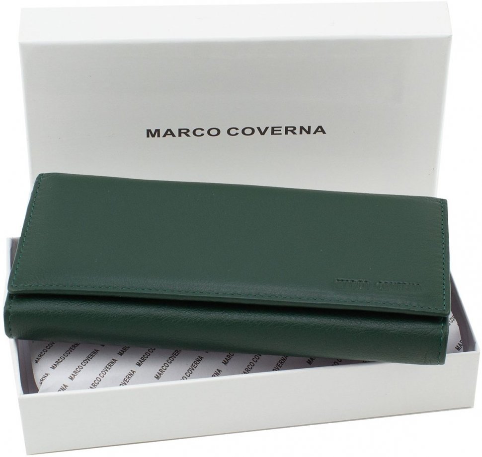 Женский кожаный кошелек зеленого цвета Marco Coverna (17554)