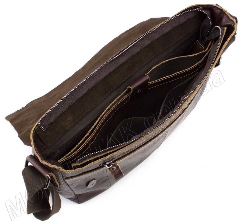 Винтажная сумка-мессенджер коричневого цвета KLEVENT (11532)