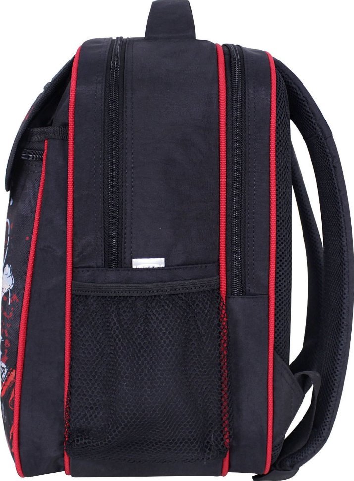 Школьный текстильный рюкзак черного цвета с принтом на два отделения Bagland 55538