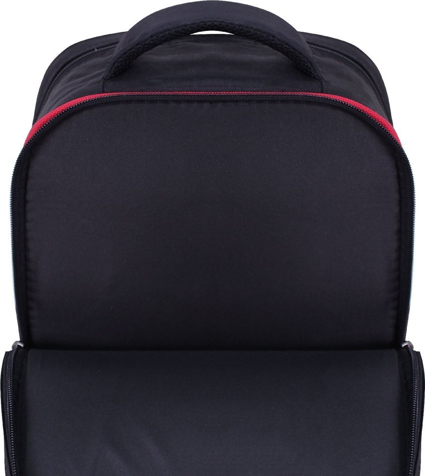 Школьный текстильный рюкзак черного цвета с принтом на два отделения Bagland 55538