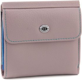 Темно-розовый женский кошелек маленького размера из натуральной кожи на магните ST Leather 1767338