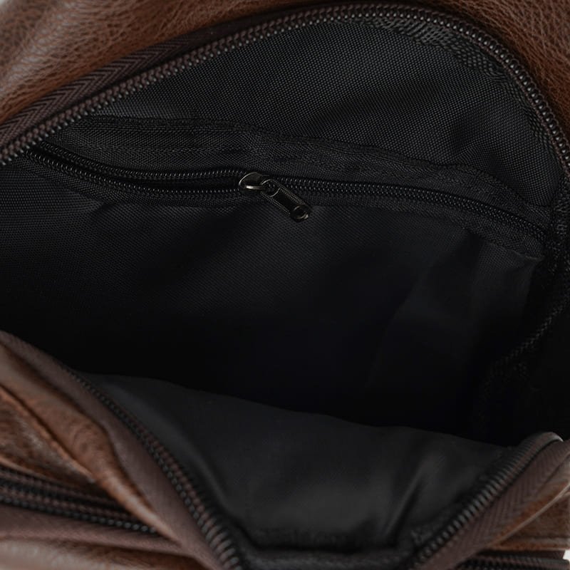 Мужской коричневый рюкзак-слинг через плечо из кожзама Monsen (22105)