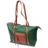 Большая зеленая женская сумка из натуральной кожи с длинными ручками Vintage 2422302 - 1