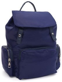 Синий женский рюкзак из текстиля с затяжками и навесным клапаном Monsen 71839