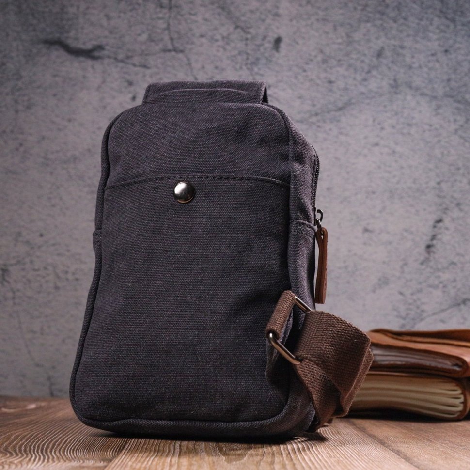 Мужская небольшая сумка-слинг через плечо из плотного текстиля Vintage (2421229) 