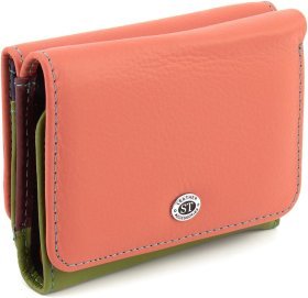 Маленький женский кошелек из натуральной разноцветной кожи с монетницей ST Leather 1767239