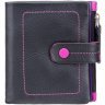 Черный женский кошелек из натуральной кожи с розовой строчкой Visconti Mojito 68839 - 1