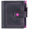 Черный женский кошелек из натуральной кожи с розовой строчкой Visconti Mojito 68839 - 4
