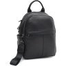 Средний женский кожаный рюкзак-сумка черного цвета Ricco Grande (59139) - 1
