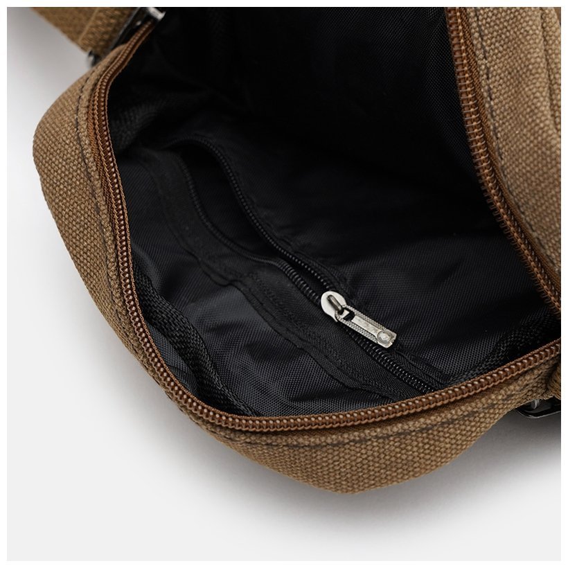 Маленькая коричневая мужская сумка на плечо из текстиля Monsen 71540