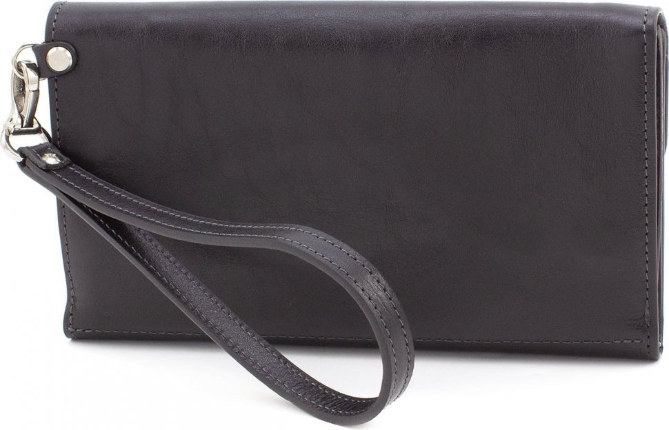 Универсальный клатч черного цвета из натуральной кожи высокого качества Grande Pelle (10502)