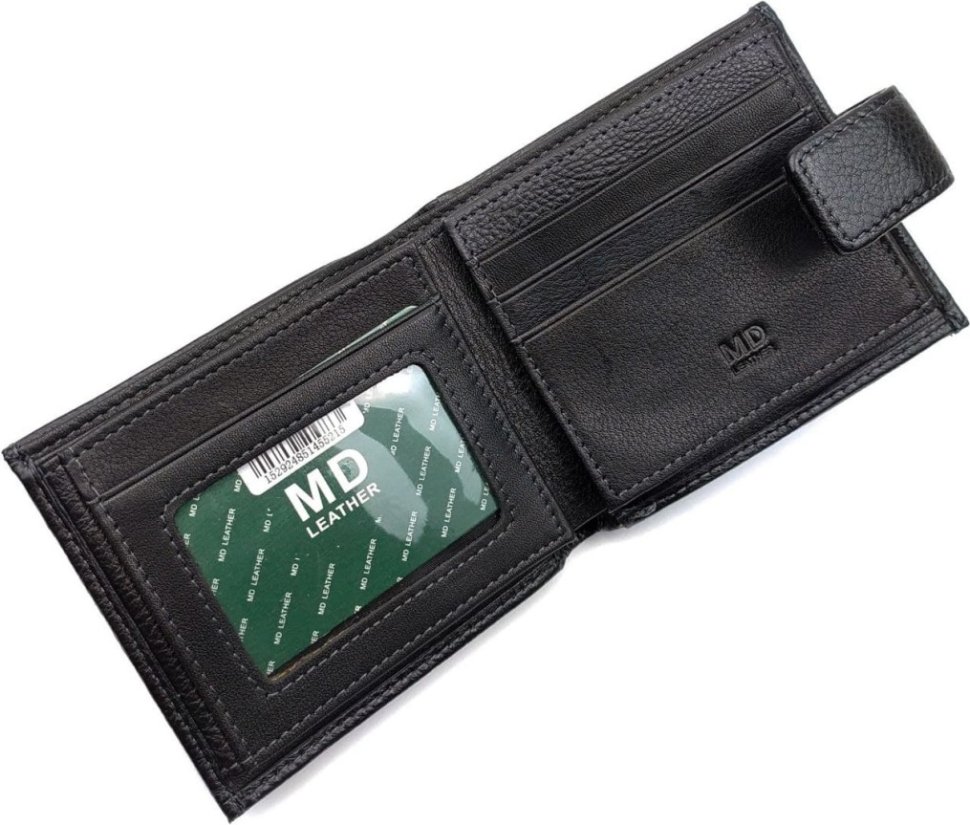 Мужское кожаное портмоне классического дизайна с хлястиком на магните MD Leather (21549)