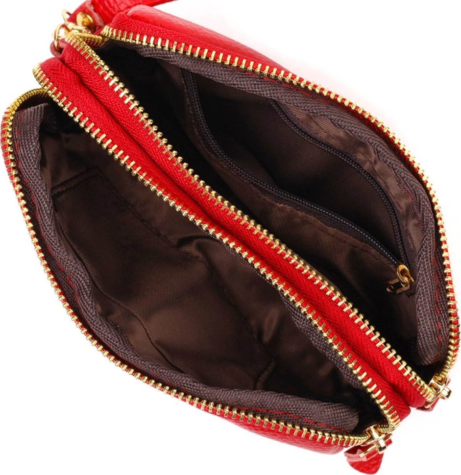 Женский клатч на два отделения из натуральной красной кожи Vintage (2463340)
