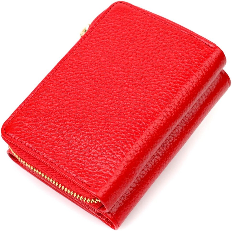 Красный женский кошелек в три сложения из натуральной кожи Tony Bellucci (2422023)