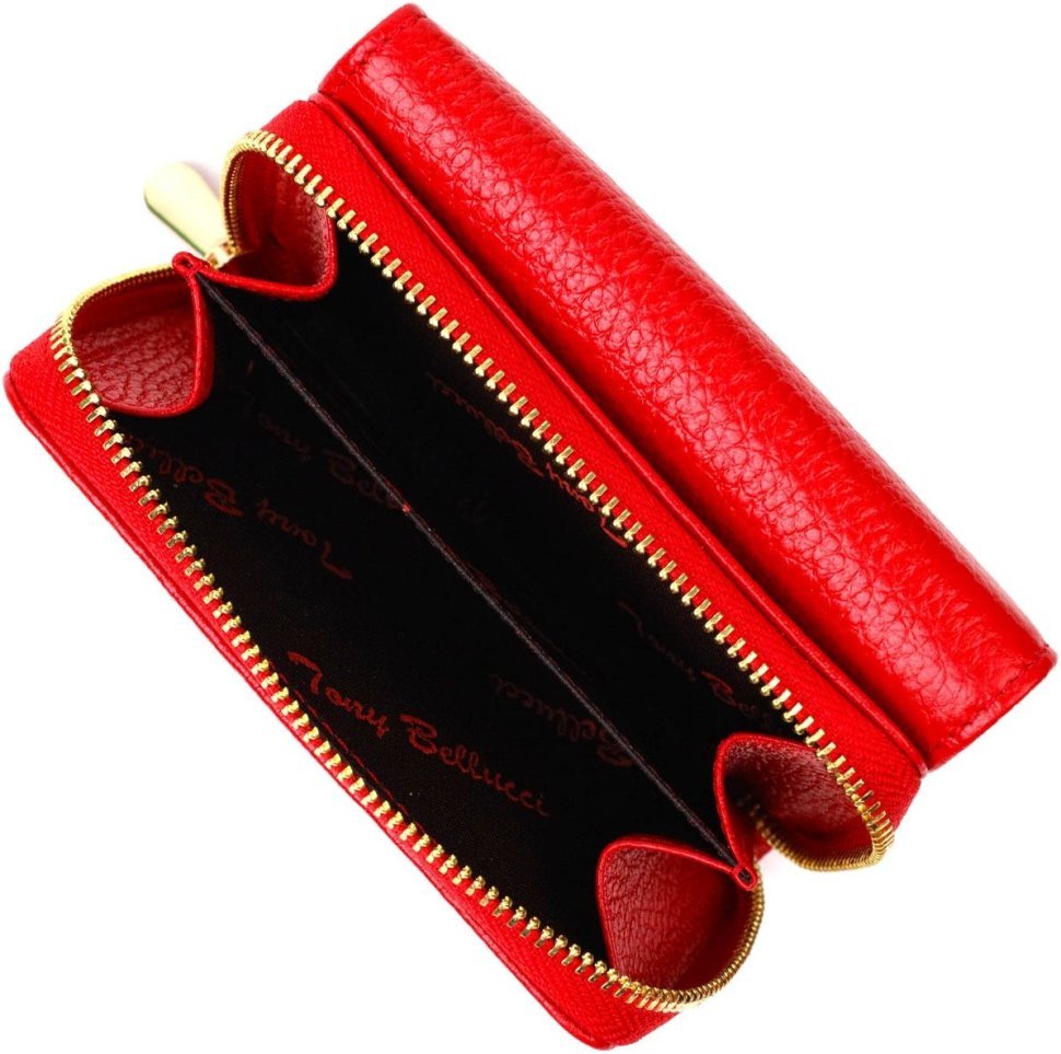 Красный женский кошелек в три сложения из натуральной кожи Tony Bellucci (2422023)