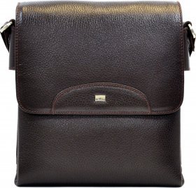 Мужская повседневная сумка коричневого цвета из натуральной кожи с клапаном DESISAN (19205)