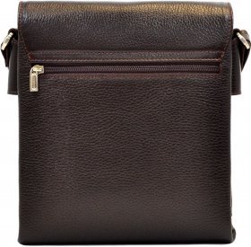 Мужская повседневная сумка коричневого цвета из натуральной кожи с клапаном DESISAN (19205) - 2